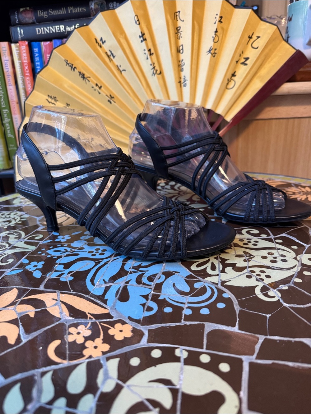 IMPO Stretch Elastic Strappy kitten Heels Sz: 8.5